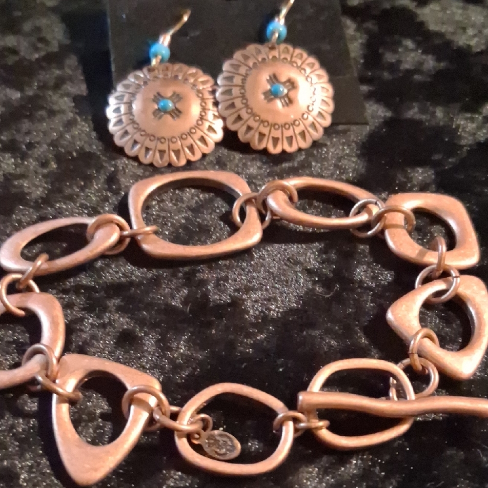Premier Designs Copper Geometric Braclet & Earrings